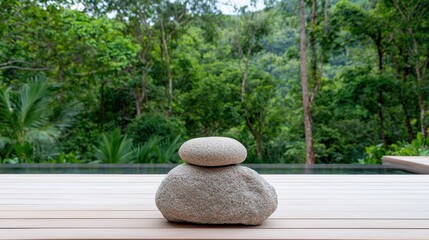 Serene Stones by Pool, Tropical Zen Garden