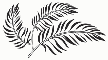 Fototapeta premium Palm Leaves Silhouette - Elegant Black and White Botanical Illustration.