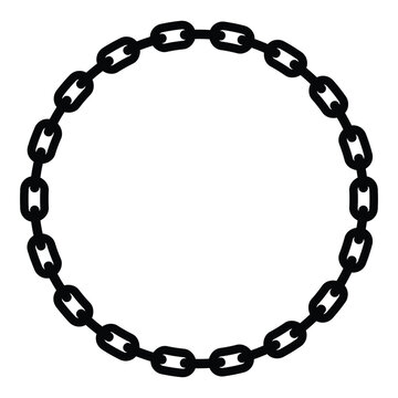 Abstract chain round frame. Black circle frames with chains patterns isolated transparent background