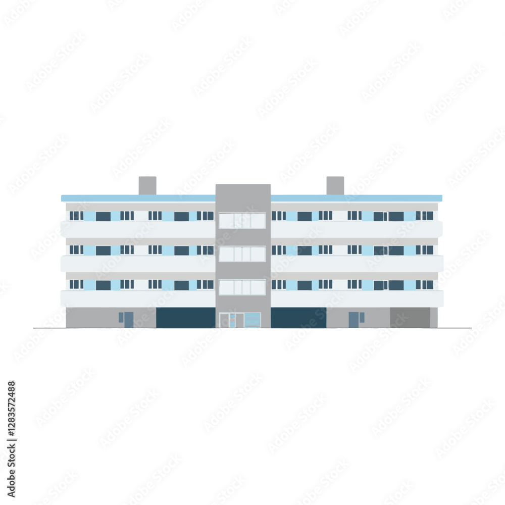 Poster condominium complex architecture minimalist building vector