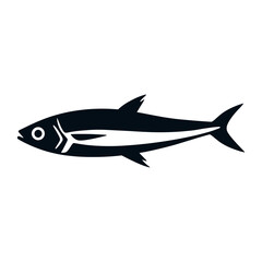 Sardines fish silhouette illustration simple black vector
