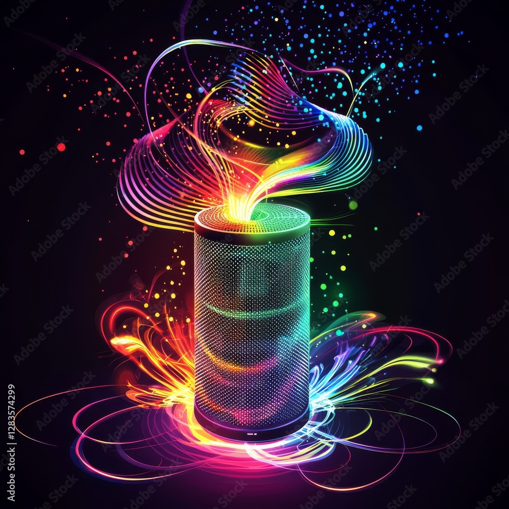 Poster dynamic sound waves: an innovative visual representation of sound waves emanating from a cylindrical