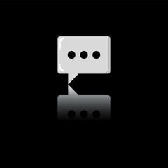 Glossy Speech Bubble with Reflection on Black Background