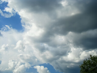 Cumulus clouds before the onset of rainy and windy weather.
