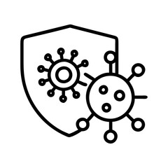 virus protection icon, virus protection line art - simple line art of virus protection, perfect for virus protection logos and icons