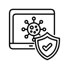 virus protection icon, virus protection line art - simple line art of virus protection, perfect for virus protection logos and icons
