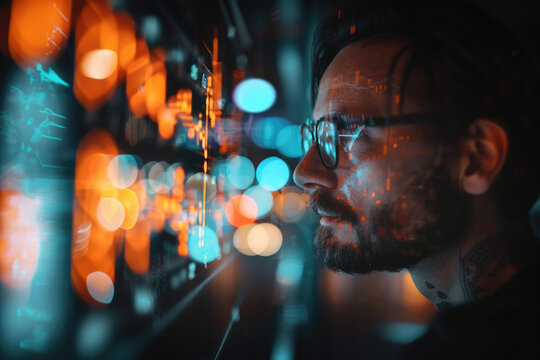 Person working with cryptocurrency and banking in the future