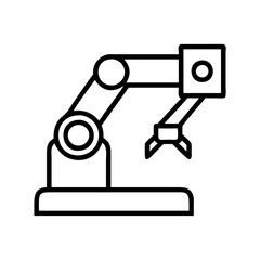 industrial robot arm icon, industrial robot arm line art - simple line art of industrial robot arm, perfect for industrial robot arm logos and icons