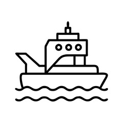 offshore support vessel icon, offshore support vessel line art - simple line art of offshore support vessel, perfect for offshore support vessel logos and icons