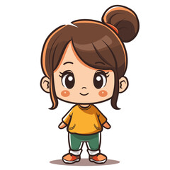 Obraz premium Cute little girl character vector illustration design. Cartoon happy girl.