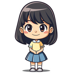 Obraz premium Cute little girl character vector illustration design. Cartoon happy girl.