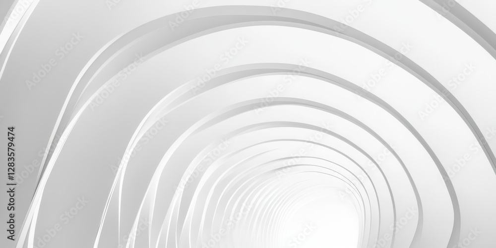 Poster abstract white architecture forming a tunnel with light at the end