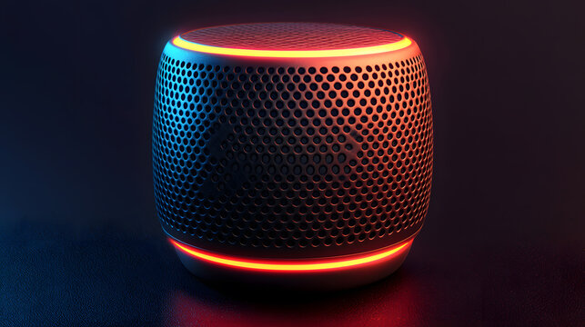 Innovative wireless speaker design contemporary studio product photography dark environment close-up view modern technology