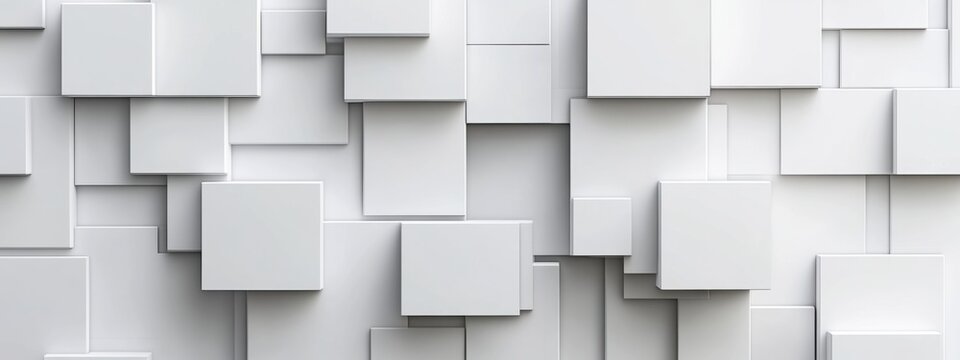 White abstract cubes forming a complex three-dimensional structure