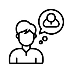 person thinking icon, person thinking line art - simple line art of person thinking, perfect for person thinking logos and icons