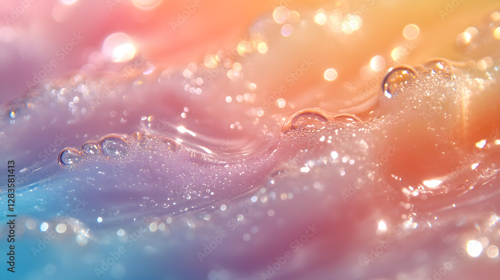 Poster abstract fluid art: captivating close-up of an abstract, swirling composition with iridescent color 