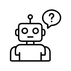 robot with question mark ai query icon, robot with question mark ai query line art - simple line art of robot with question mark ai query, perfect for robot with question mark ai query logos and icons
