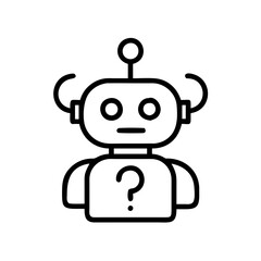 Obraz premium robot with question mark ai query icon, robot with question mark ai query line art - simple line art of robot with question mark ai query, perfect for robot with question mark ai query logos and icons