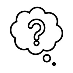 thought bubble with question mark icon, thought bubble with question mark line art - simple line art of thought bubble with question mark, perfect for thought bubble with question mark logos and icons
