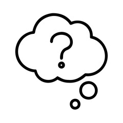thought bubble with question mark icon, thought bubble with question mark line art - simple line art of thought bubble with question mark, perfect for thought bubble with question mark logos and icons
