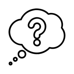 thought bubble with question mark icon, thought bubble with question mark line art - simple line art of thought bubble with question mark, perfect for thought bubble with question mark logos and icons