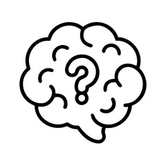 brain with question mark icon, brain with question mark line art - simple line art of brain with question mark, perfect for brain with question mark logos and icons