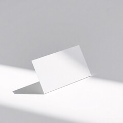 Minimalist Blank Business Card or Invitation Card in Bright Light with Soft Shadows, Elegant Mockup