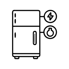 energy efficient refrigerator icon, energy efficient refrigerator line art - simple line art of energy efficient refrigerator, perfect for energy efficient refrigerator logos and icons