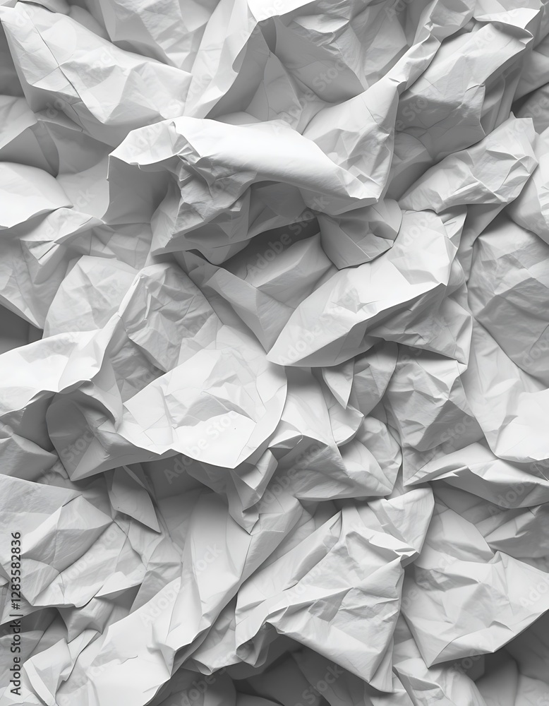 Poster abstract wrinkled white paper texture for backgrounds and design elements
