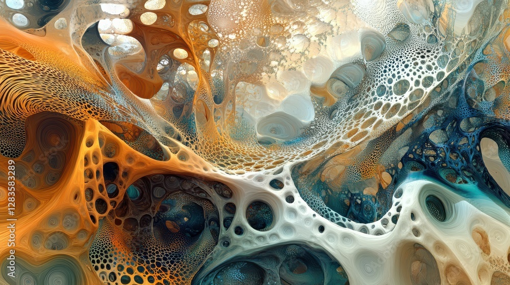 Poster abstract organic patterns with intricate texture and vivid colors in fluid motion