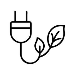 power plug with leaf icon, power plug with leaf line art - simple line art of power plug with leaf, perfect for power plug with leaf logos and icons