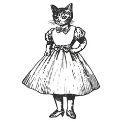 Fototapeta premium Cat costumes wearing dress sketch animal art vector
