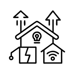 smart energy grid icon, smart energy grid line art - simple line art of smart energy grid, perfect for smart energy grid logos and icons