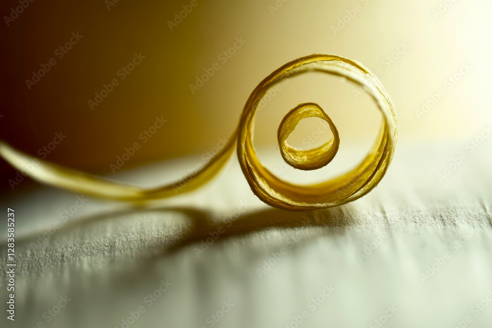 Poster golden butter curl on a soft neutral backdrop showcasing minimalist beauty