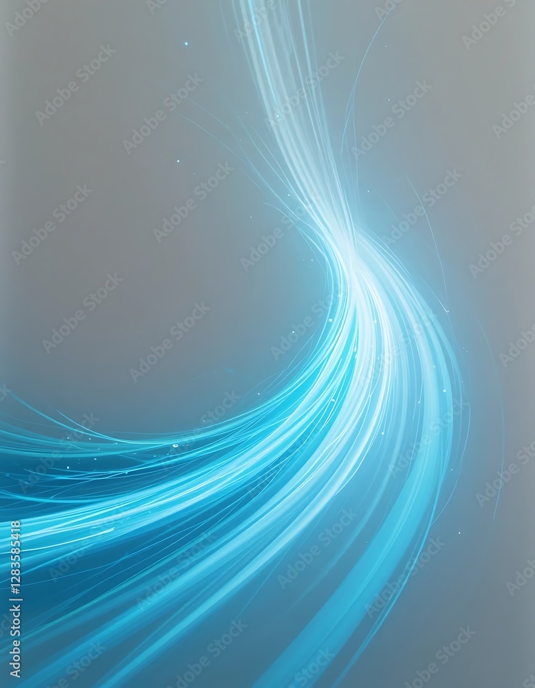 Poster Light blue streams and glowing lines form a curved pathway