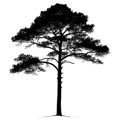 Obraz premium Tree outline silhouette drawing white vector