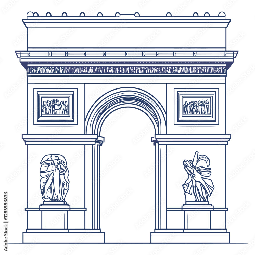 Poster art architecture illustration triomphe vector