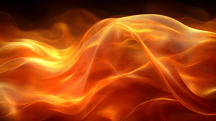 Obraz premium Fiery Elegance: An abstract, captivating dance of flames, rendered in glowing oranges and yellows, evokes heat, energy, and the raw power of nature's elements.