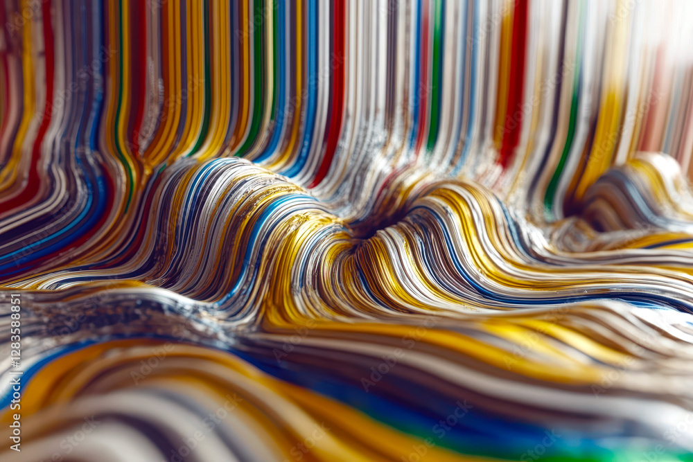 Poster fluid dynamics of currency captured in a modern artistic portrayal of the dollar sign
