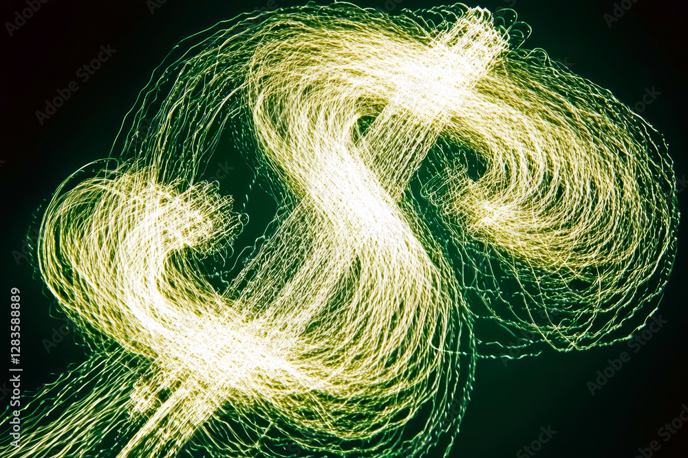 Poster Dynamic Fluidity Captures the Essence of Currency in a Modern Dollar Sign Representation
