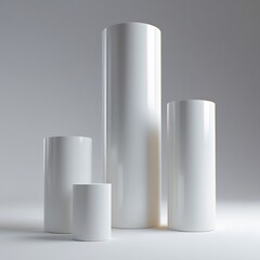 White Cylindrical Objects on a White Background isolate