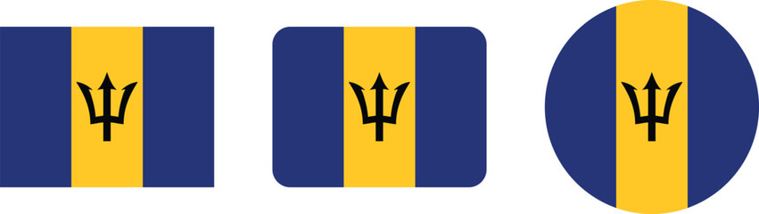 Barbados Flag in Different Shapes for Graphic Design