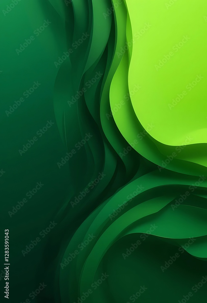 Aufkleber abstract green overlapping layered shapes against gradient green background