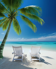 ヤシの木とイスと青い海