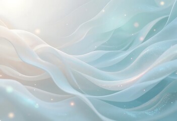 Elegant blue and white abstract silky ribbons gracefully flowing gently