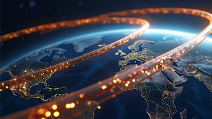 Global High-Speed Fiber Optic Network Illustration