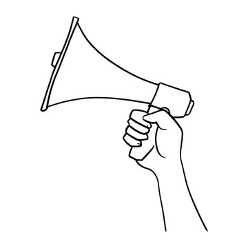 recommend clip art: Hand holding megaphone line art communication vector