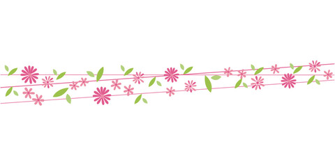 Spring floral and green leaves background. Spring flower and leaves decoration illustration for spring blooming design. Vector illustration.