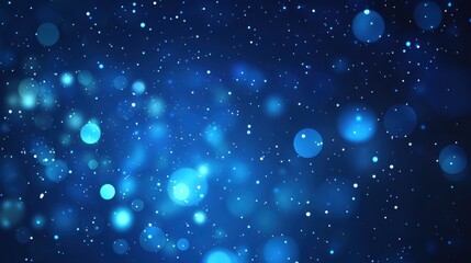 Abstract blue bokeh lights background creating festive atmosphere