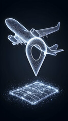 Digital Airplane Locating Destination on Interactive Map